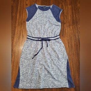 Tommy Hilfiger ATHLUXE Blue Gray Sleeveless Drawstring Casual Dress Women Small